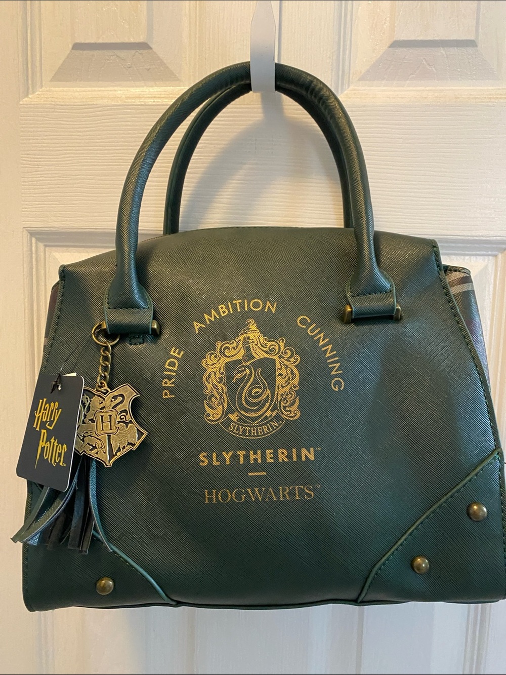 Warner Bros. Slytherin Dark Green Satchel with Gold Crest - Picture 1 of 7